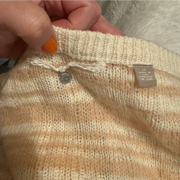 Anthropologie knitted & knotted pink textured plaid button up cardigan sweater M - Picture 5 of 10